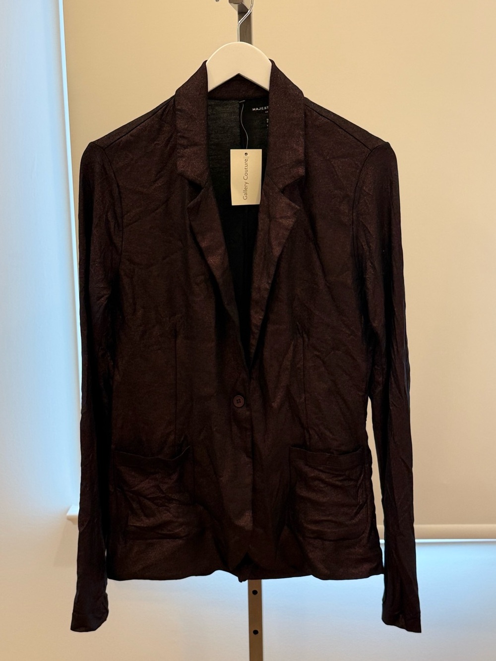 Majestic Filatures Soft Touch Metallic One Button Blazer - Noir